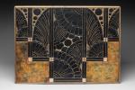C. H. Leriche
Panneau en bois laqué à décor géométrique polychrome...