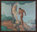 FERNAND MAJOREL (1898-1965). « Adam et Eve » Huile sur toile. Signée...