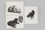 Georges Lucien GUYOT (1885-1973) trois lithographies "panthères", "ours ; "aigle"...