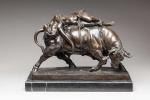 Marcel Debut (1865-1933)
" Quo Vadis"
Bronze, patine brune nuancée sur socle...