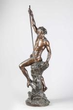 Ernest Justin Ferrand (1846-1932)
" Pécheur au harpon "
Bronze à patine...