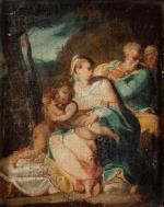 ECOLE ITALIENNE du XIXème siècle. "La Sainte Famille avec l'Enfant...