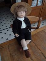 Petit garçon S. Esche, vinyle, 35 cm, costume d'origine, cheveux...