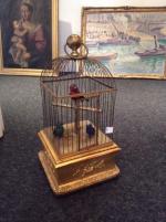 Charles Bontems (?) belle cage à 3 oiseaux chanteurs, mouvements...
