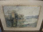 Fernand THUAIRE (1875-1941).  "L'Ile Barbe, Lyon, 1917". Aquarelle sur...