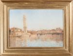 Léon IWILL (1850-1923). "Le Campanile, San Pietro, Venise". Huile sur...