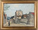 Antoine CHARTRES (1903-1968). « Rue de village animée ». Huile sur panneau...