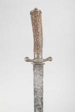 Couteau de chasse XVIIIe siècle, poignée en corne brute de...