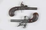 Paire de pistolets Liège début XIXe siècle, mécanismes à silex...