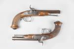 Paire de pistolets Liège milieu XIXe siècle, de type officier,...