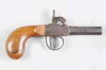 Pistolet "coup de poing" milieu XIXe siècle, à canon octogonal...