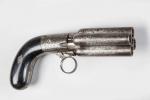Revolver Mariette milieu XIXe siècle, à quatre canons tournants, percussion...