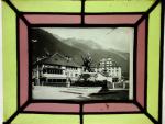 Cadre en vitrail pour positif verre. Chamonix. ca. 1930. (13...
