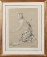 Charles-Joseph NATOIRE (1696-1770). Etudes pour une figure de Diane agenouillée....