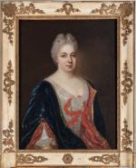 ECOLE FRANCAISE milieu du XVIIIème siècle. Portrait de dame de...
