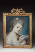 ÉCOLE FRANCAISE du XVIIIème siècle. " Portrait de jeune femme...
