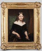 ECOLE FRANCAISE du milieu du XIXème siècle. Portrait de dame...