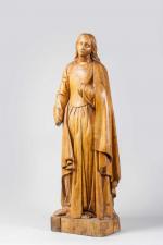 ECOLE FRANCAISE XVIIIème siècle. Vierge ou Sainte Femme, de face,...