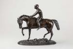 Pierre LENORDEZ (1815-1892), « Jockey, cheval anglais ». Sujet en bronze à...