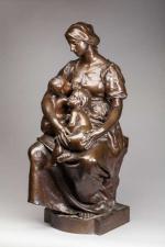 Paul DUBOIS (1827-1905). " La charité ". Groupe en bronze...