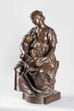 Paul DUBOIS (1827-1905). " La charité ". Groupe en bronze...
