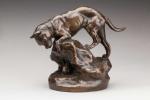Clovis Edmond MASSON (1838-1913). " Chien à l'affut ". Bronze...