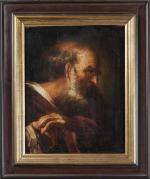 ECOLE ITALIENNE du XVIIème siècle. Portrait d'homme barbu. Huile sur...