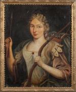 ECOLE FRANCAISE fin XVIIème siècle. Portrait de dame de qualité...