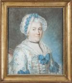 ECOLE FRANCAISE du XVIIIème siècle. Portrait de Madame Jean-Baptiste HUPPE...