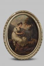 Angelica KAUFFMAN (1741-1807), suiveur de. Paysages animés de dames de...
