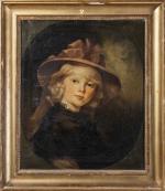 ECOLE FRANCAISE du XIXème siècle. Portrait de jeune fille au...