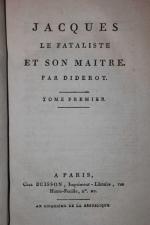 Diderot. Jacques le fataliste et son maître. Paris, Buisson, an...