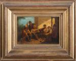 Julius STARCK (1814-1884). Les fumeurs ottomans. Huile sur panneau. Signée...