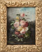 BERTRAND, Ecole française du XIXème siècle, Bouquet de roses et...