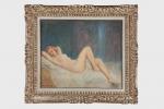 Léon-Laurent GALAND (1872-1960). Nu endormi. Huile sur toile signée en...