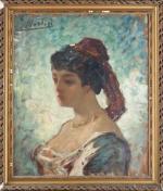 Jacques MARTIN (1844-1919). Jeune arlésienne. Huile sur toile. Signée en...
