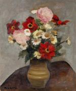 Marcelle GRATA (XXe siècle). Bouquet de fleurs. Huile sur carton...