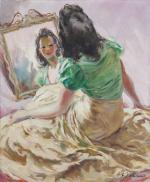 Fabien FABIANO (1883-1962). Jeune femme au miroir. Huile sur toile....