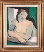 Jean SOUVERBIE (1891-1981) , L'Attente. Huile sur toile signée en...