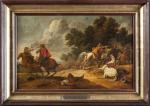 Adam Frans Van der MEULEN (1632-1690), Une escarmouche. Toile, Signée...