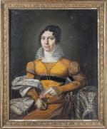 ECOLE FRANCAISE du XIXème siècle. Portrait de dame en robe...