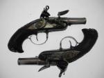Paire de petits pistolets de voyage par Claude Coignet, Saint-Étienne...