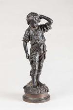 Charles ANFRIE (1833- ?), Un accident. Sujet en bronze à patine...