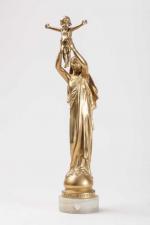 Albert ROZE, "Vierge d'Alibert", Sujet en bronze doré sur socle...