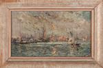 Emile NOIROT (1853-1924). Bateaux à Venise. Huile sur panneau. Signée...