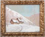 Charles BOUTHEON (1877-1949). Paysage de neige. Huile sur panneau. Signée...