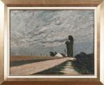 Philippe POURCHET (1873-1941). Paysage de la Dombes, 1912. Huile sur...