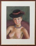Pierre DEVAL (1897-1993). Jeune femme aux seins nus. Pastel. Signé...