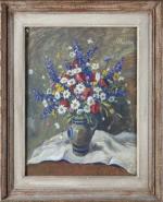 Marcelle BOTTON(1900-1982). Bouquet. gouache sur papier. Signée en haut à...