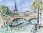 Roland DUBUC (1924-1998). La Seine à Paris, la Tour Eiffel....